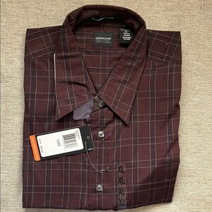 NWT Arrow Men's Dark Red Checkered Shirt
